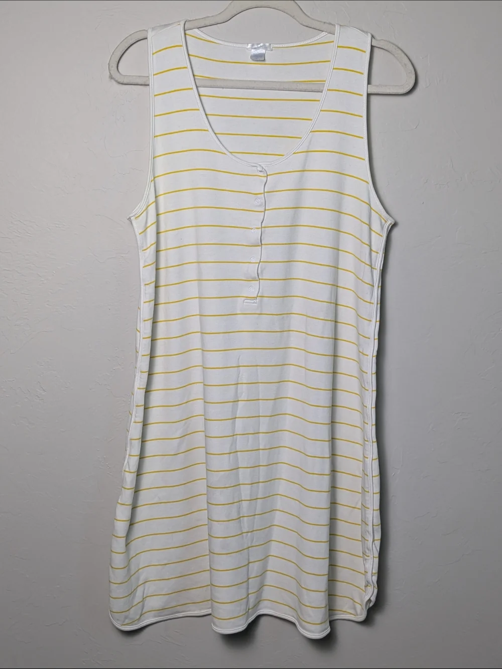 LAKE Sleeveless Striped Nightshirt - White with Yellow Stripes